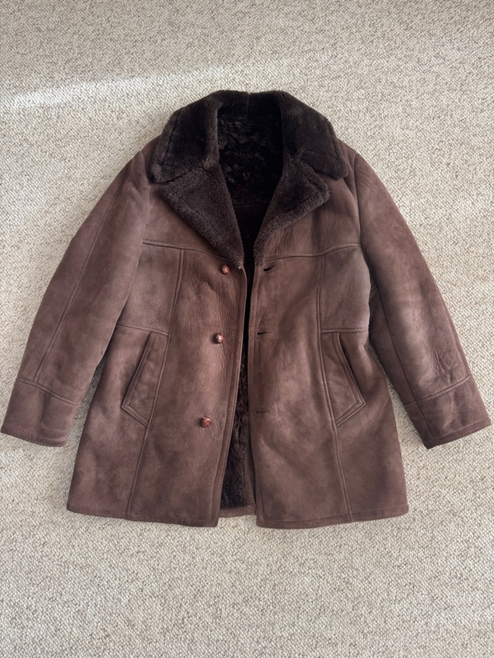 Men's Brown Shearling Coat - Classic Winter Jacket